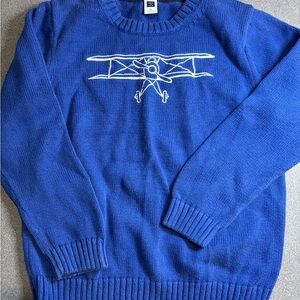 Janie and Jack Royal Blue Sweater with Airplane Motif